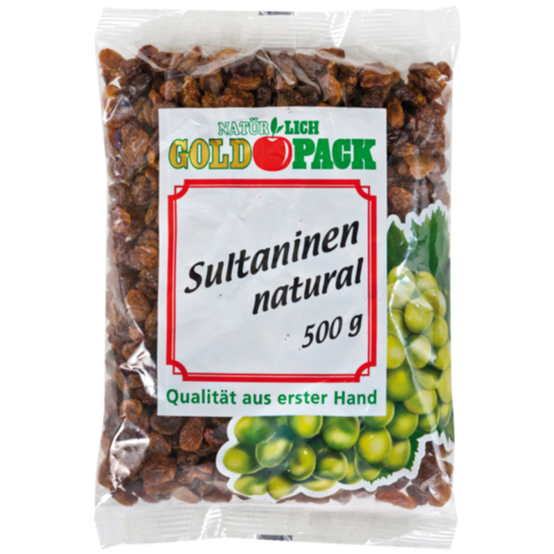 Goldpack Sultaninen 500 g süße Trockenfrüchte für Backen und Snacks